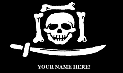 Bones and Sword Black Pirates Flag