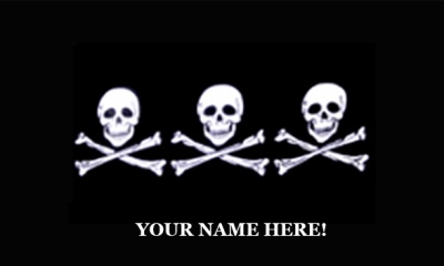 Black Pirates Flag with Three Skulls