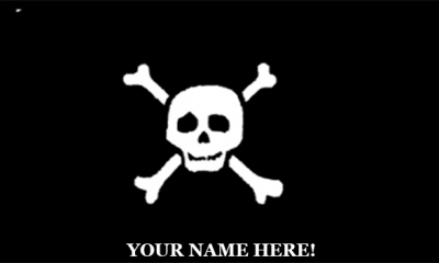 Black Pirates Flag with Small Skull